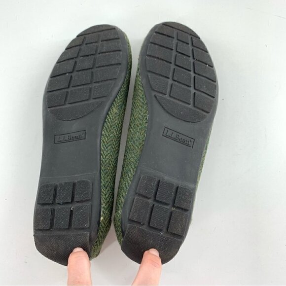 LL bean womens flats size 8 green tweed dark academia ballet balletcore - Picture 9 of 13